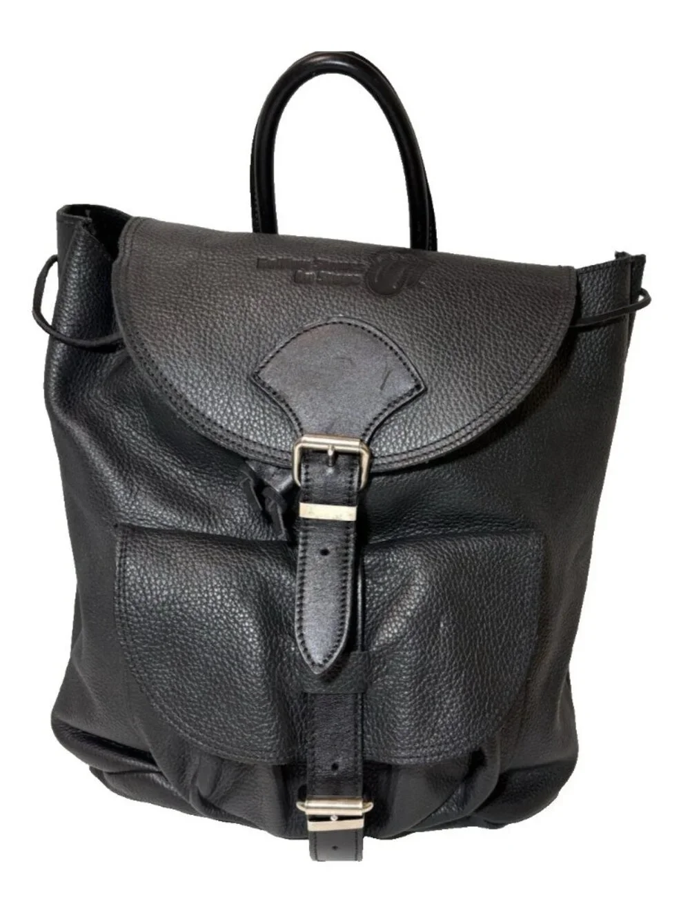 Rolling Stones Roots Leather Backpack Black Pebbled Rock Band Travel Bag